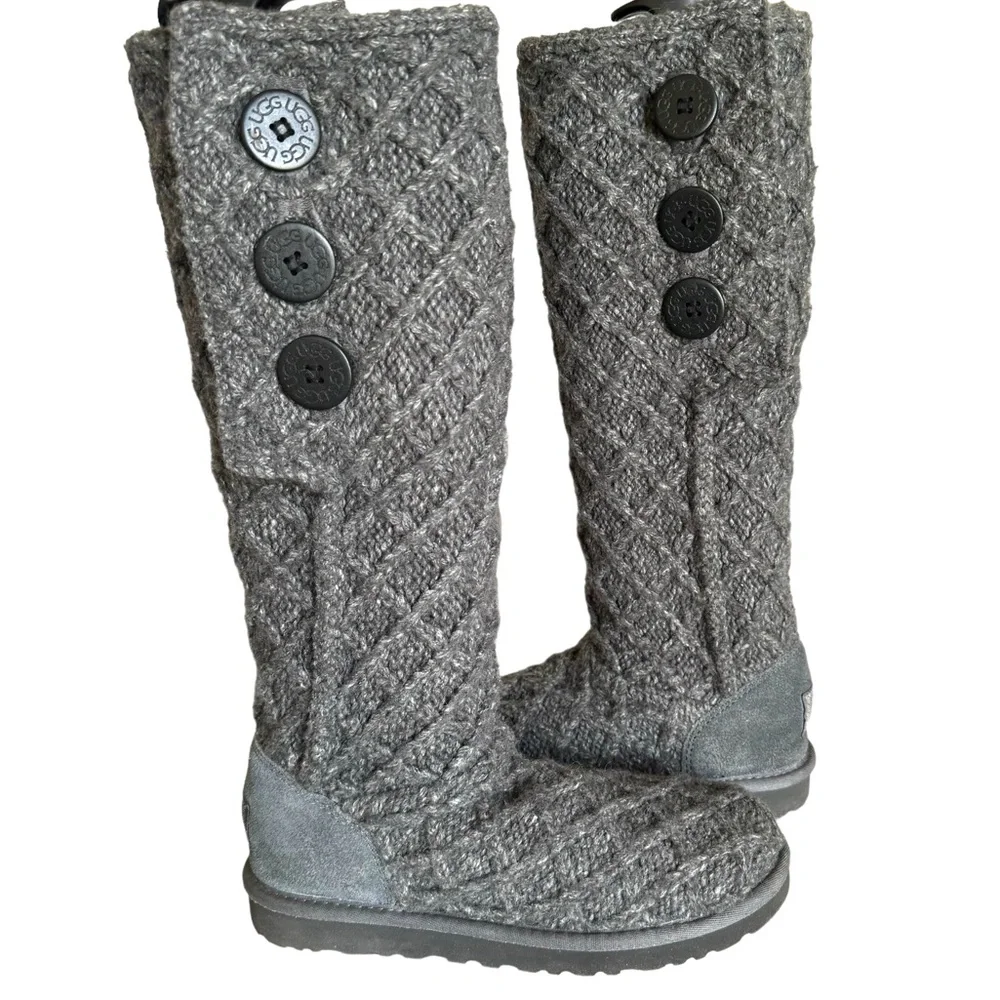 UGG Women’s Cardy Knit Boots Grey Tall Boots